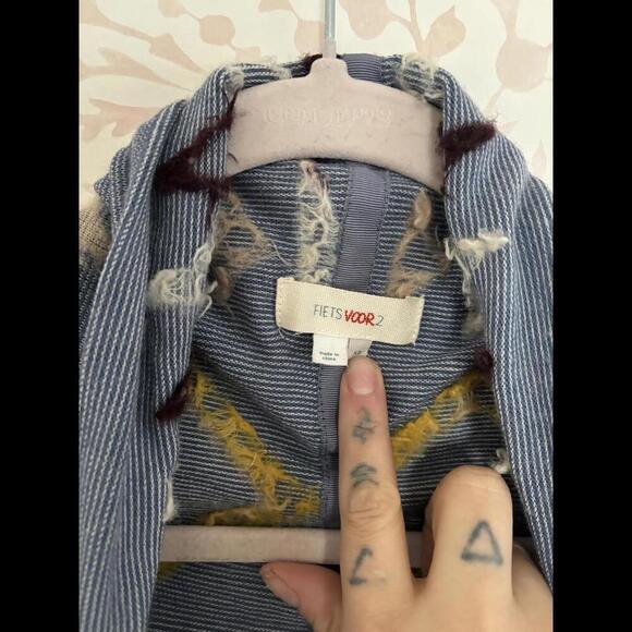 FALL CLEARANCE EUC Anthropologie Geo Pattern Wool Cardigan - Fiets Voor 2 - Picture 2 of 6